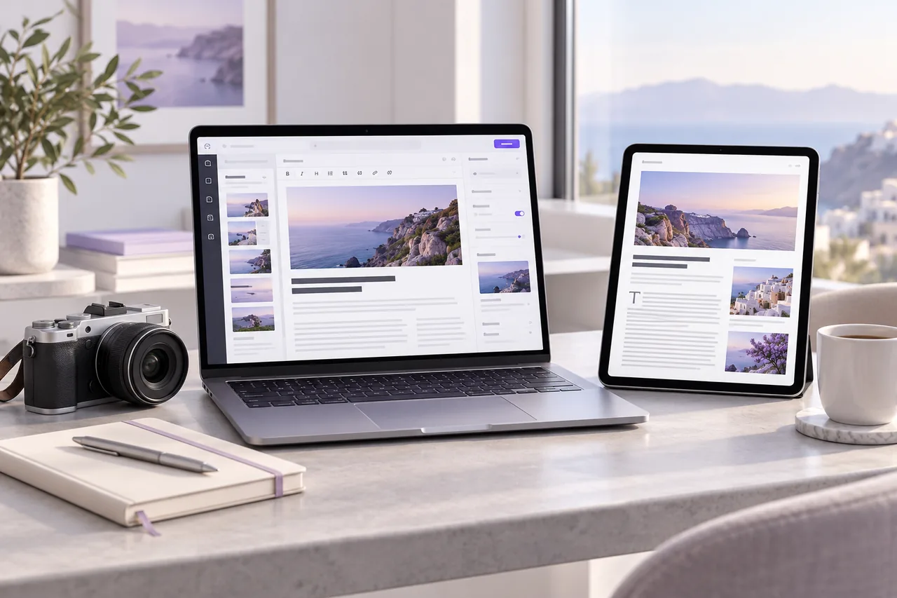 İçerik editörü ve tablet üzerinde profesyonel blog ve haber sitesi yayını