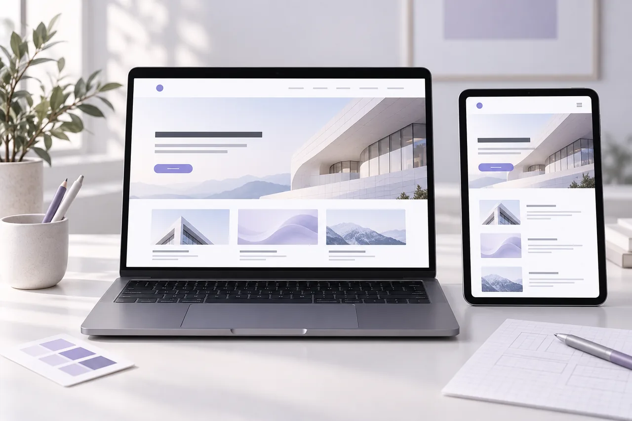 Dizüstü bilgisayar ve tablette responsive kurumsal web sitesi tasarımı